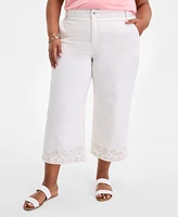 Style & Co Plus High-Rise Wide-Leg Crop Jeans, Exclusively at Macy's