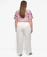 Dkny Plus Aero Crepe High Rise Wide Leg Pants