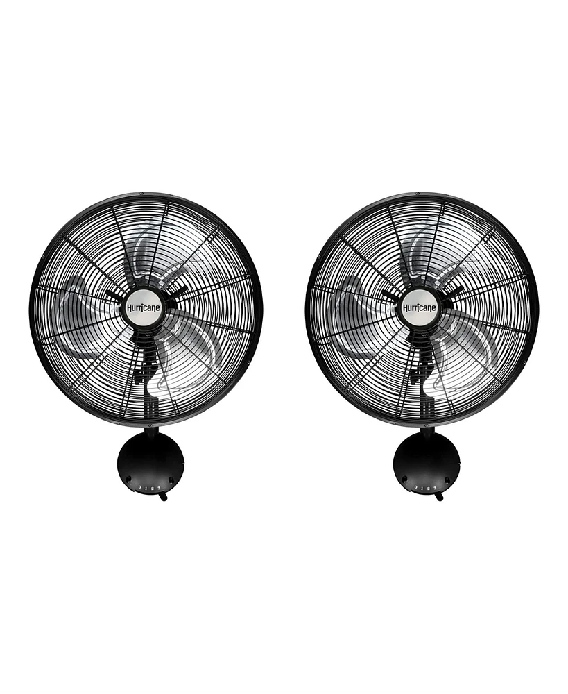 Hurricane 16 Inch Pro High Velocity Oscillating Metal Wall Fan, Black (2 Pack)