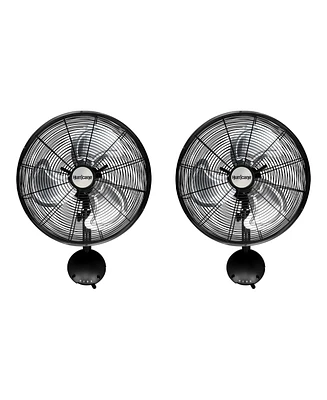 Hurricane 16 Inch Pro High Velocity Oscillating Metal Wall Fan, Black (2 Pack)