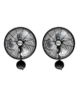 Hurricane 16 Inch Pro High Velocity Oscillating Metal Wall Fan, Black (2 Pack)