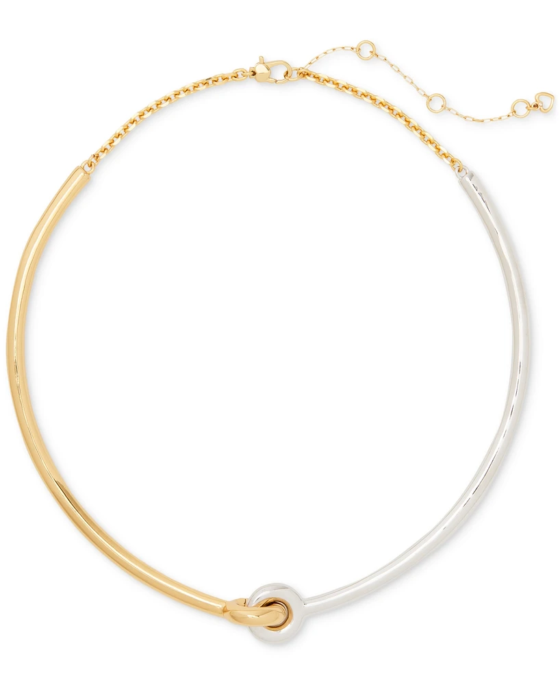 kate spade new york Two-Tone Interlock Structured Collar Necklace, 16" + 3" extender