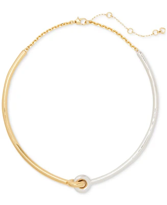 kate spade new york Two-Tone Interlock Structured Collar Necklace, 16" + 3" extender