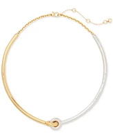 kate spade new york Two-Tone Interlock Structured Collar Necklace, 16" + 3" extender