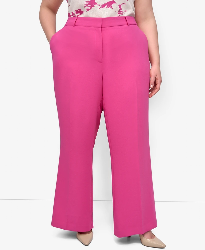 Dkny Plus Aero Crepe High Rise Wide Leg Pants