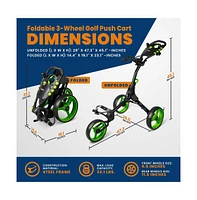 Jovial Foldable 3-Wheel Golf Push Cart with Scorecard Holder