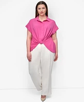 Dkny Plus Collared Twist-Hem Shirt