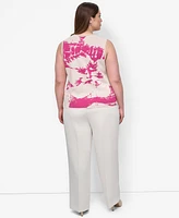 Dkny Plus Printed Sleeveless Knit Top