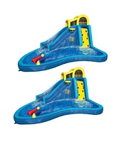 Banzai Inflatable Big Blast Splash Slide Lagoon Pool Outdoor Water Park (2 Pack)