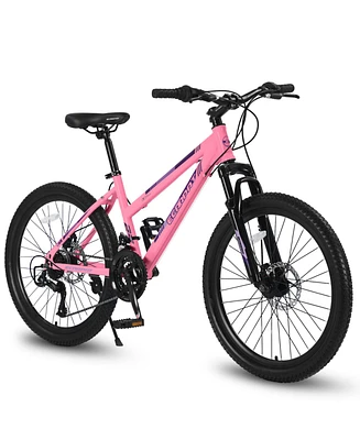 26 inch Mountain Bike for Teenagers Girls Women, Shimano 21 Speeds with Dual Disc Brakes and 100mm Front Suspension