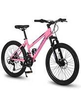 26 inch Mountain Bike for Teenagers Girls Women, Shimano 21 Speeds with Dual Disc Brakes and 100mm Front Suspension