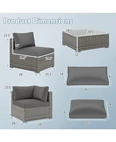 Gymax 10PCS Sectional Sofa Couch Pe Rattan Conversation Set