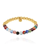 Jessica Simpson Multicolor Beaded Stretch Bracelet with Gold Accents