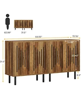 Tribesigns Set of 2 Sideboard Buffet with Storage, 59" Buffet Sideboard Cabinet with Adjustable Shelves, Accent Storage Cabinet for Living Room