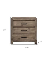 Rustic Weathered Wood Nightstand with Two Drawers for Bedside Essentials