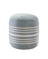 Round Striped Pouf Ottoman for Indoor and Outdoor Seating