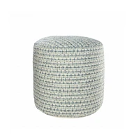 Round Geometric Polyester Pouf Ottoman for Indoor and Outdoor Seating