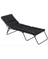 Reclining Steel Chaise Lounge with Cushion for Backyard and Deck