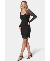 Bebe Women's Square Neck Powermesh Dress