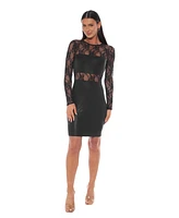 Bebe Women's Mock Neck Leather Dress with Lace