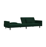 2-Seater Sofa Bed with Two Pillows Dark Green Velvet
