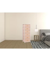 Steel and Fabric Six-Drawer Chest for Bedroom Closet Home Storage