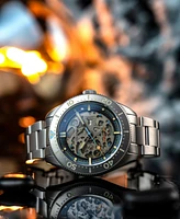 Spinnaker Men's Croft 42 Skeleton Automatic Sandblasted Solid Stainless Steel Bracelet Watch, 42mm