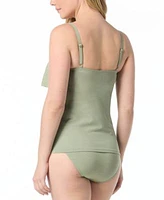 Coco Reef Womens Aura Ruffle Lurex Tankini Top High Esteem Bottoms