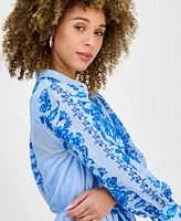 julia jordan Women's Printed Button-Front Belted Dress