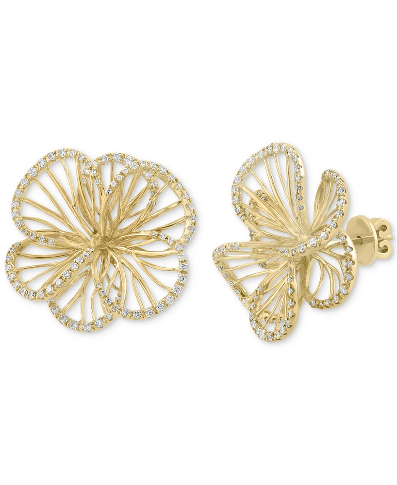 Effy Diamond Openwork Flower Stud Earrings (5/8 ct. t.w.) in 14k Gold