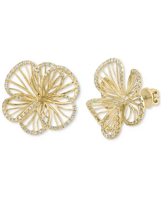 Effy Diamond Openwork Flower Stud Earrings (5/8 ct. t.w.) in 14k Gold