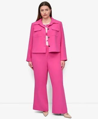 Dkny Plus Size Aero Crepe Cropped Wing Collar Jacket Aero Crepe High Rise Wide Leg Pants