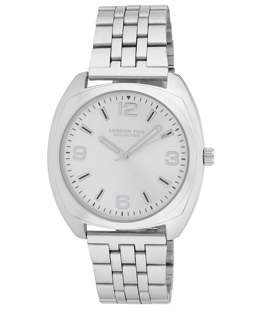 London Fog Unisex Keltic Cushion Case Silver Link Alloy Watch, 38mm