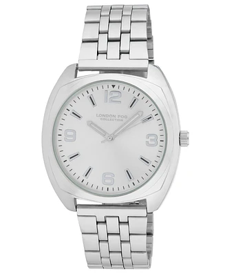 London Fog Unisex Keltic Cushion Case Silver Link Alloy Watch, 38mm