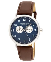 London Fog Unisex Whitehall Brown Leather Watch, 40mm