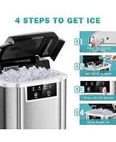 Jinjunye Nugget Ice Maker Countertop,38lbs Per Day, with Soft Chewable Pellet Ice, Self-Cleaning, Stainless Steel