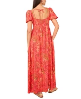 Vince Camuto Women's Printed Square-Neck Maxi Dress