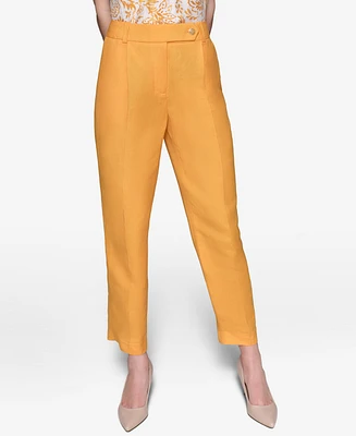 Karl Lagerfeld Paris Women's Pleat-Front Straight-Leg Ankle Pants