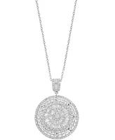 Effy Diamond Round & Baguette Sunburst Cluster 18" Pendant Necklace (1-1/2 ct. t.w.) in 14k White Gold