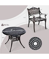 Gymax 5PCS Cast Aluminum Patio Bistro Set Outdoor Dining Table & Chair Furniture Set
