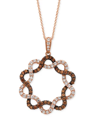 Le Vian Chocolatier Chocolate Diamond & Vanilla Diamond Intertwined Star Adjustable 20" Pendant Neckalce (1-1/3 ct. t.w.) in 14k Rose Gold