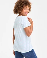 Style & Co Petite Simple Stripe Scoop-Neck Knit Top, Exclusively at Macy's