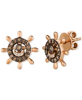 Le Vian Chocolatier Chocolate Diamond & Vanilla Diamond Ship Wheel Stud Earrings (1/2 ct. t.w.) in 14k Rose Gold