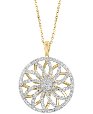 Effy Diamond Floral Wheel Pendant Necklace (3/4 ct. t.w.) in 14k Gold, 17" + 1" extender