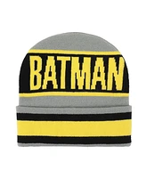 Dc Comics Men's Batman Logo Gray Cuff Beanie