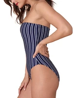 Andie Women's The Kauai Strapless Nautical Stripe One-Piece Swimsuit