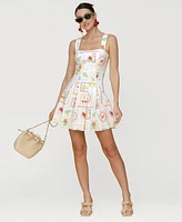 Avec Les Filles Women's Fruit-Print Flared Mini Dress
