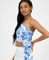 Cindy Castro New York Women's Simone Printed One-Shoulder Cropped Top