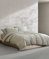Calvin Klein Washed Percale Cotton Solid 3 Piece Duvet Cover Set