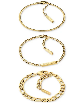 Calvin Klein Stainless Steel 3-Pc. Set Mixed Chain Bracelets